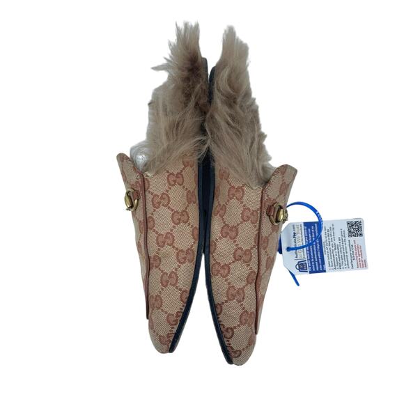 Gucci GG Monogram Fur Princetown Mules Horsebit Natural Size 39.5 - Picture 5 of 11